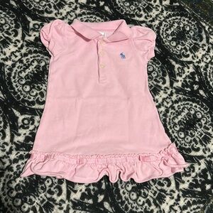 Ralph Lauren pink polo ruffled dress short sleeve puffed button Sz  9m